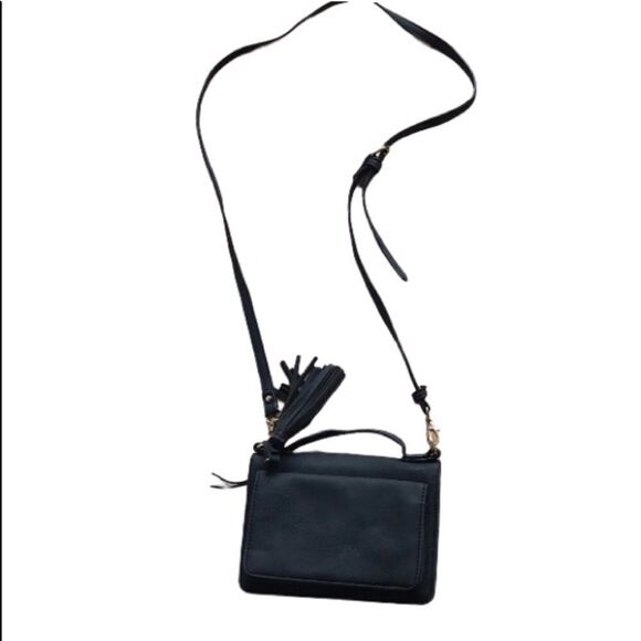 Handbags - Women’s Black Crossbody Purse with Tassels